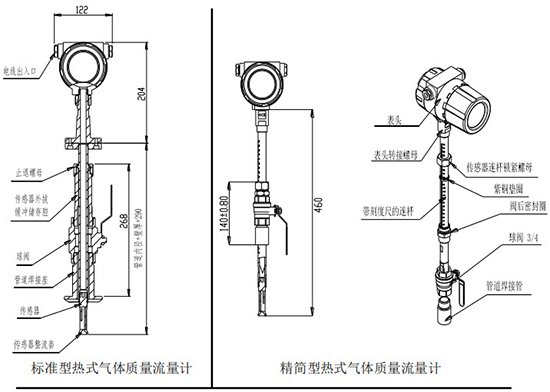 DN150熱式氣體質(zhì)量流量計(jì)插入式結(jié)構(gòu)圖